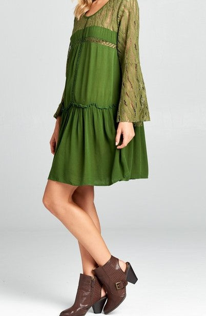 LOVED BY ME LACE DRESS IN OLIVE Size 6-12------------sale