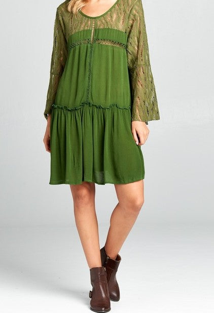 LOVED BY ME LACE DRESS IN OLIVE Size 6-12------------sale