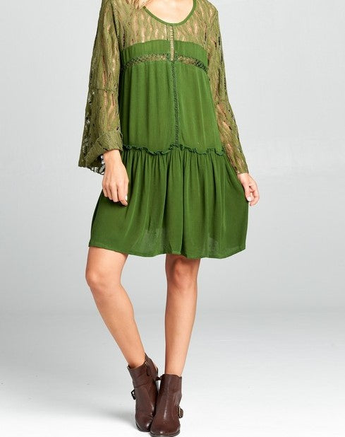 LOVED BY ME LACE DRESS IN OLIVE Size 6-12------------sale