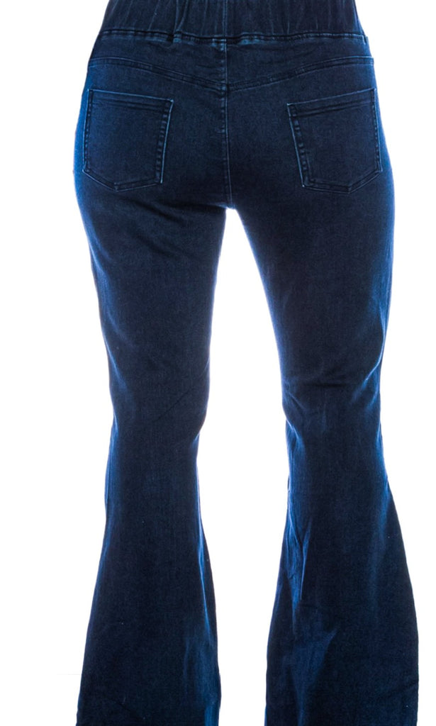 Timeless Retro Flare Distressed Jeggings Dark Denim Plus Women's Pants