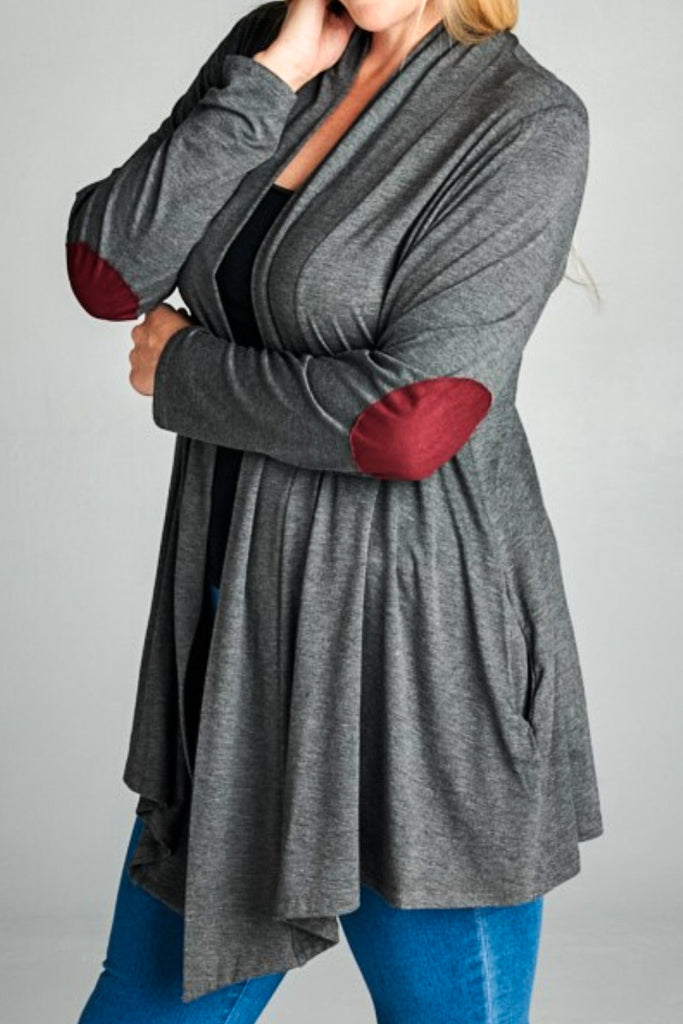 JUST THAT A CASUAL CARDI JACKET ELBOW PATCH IN CHARCOAL------sale