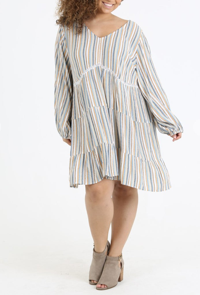 Without Worry  Striped Dress in Multi-Color