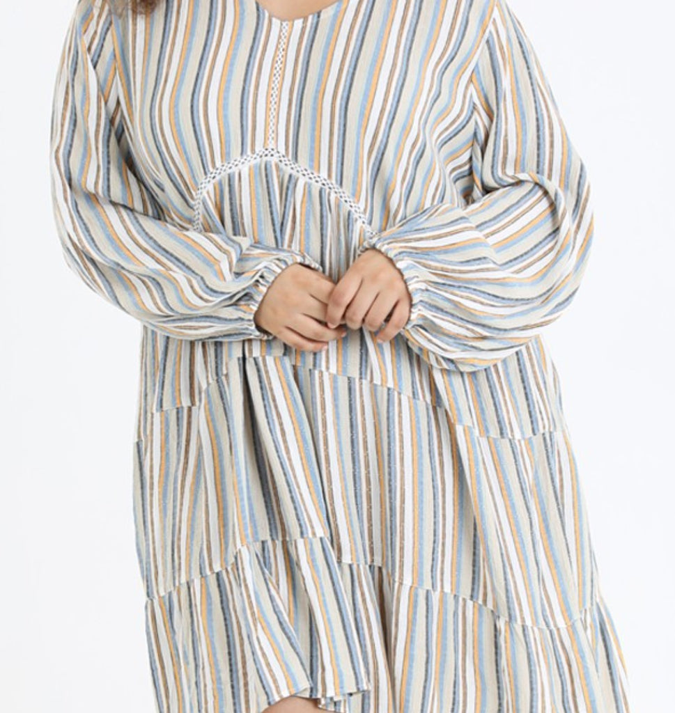 Without Worry  Striped Dress in Multi-Color