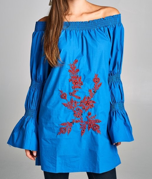 GO GIRL STYLISH BOHO EMBROIDERED DRESS IN BLUE-------sale