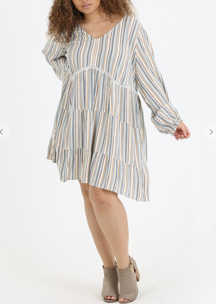 Without Worry  Striped Dress in Multi-Color