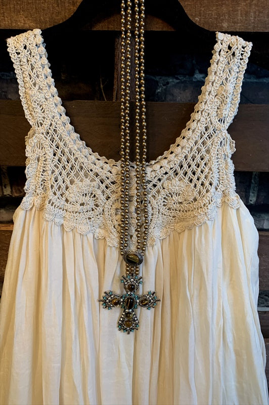 YOU 'RE TOO PRECIOUS BOHO CROCHET SHABBY DRESS IN BEIGE