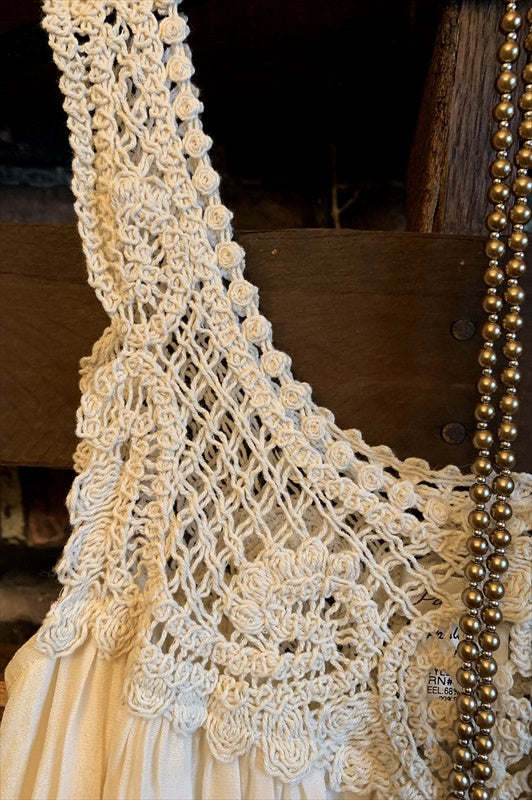 YOU 'RE TOO PRECIOUS BOHO CROCHET SHABBY DRESS IN BEIGE