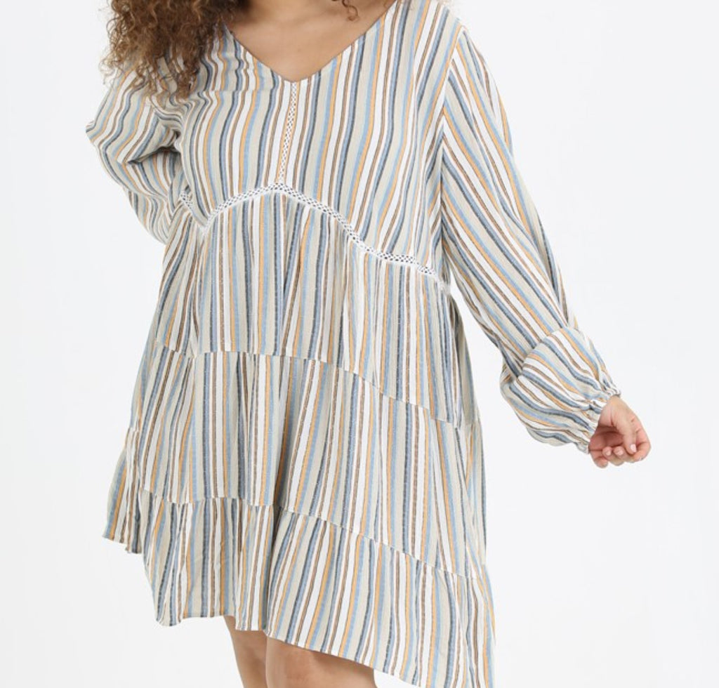 Without Worry  Striped Dress in Multi-Color