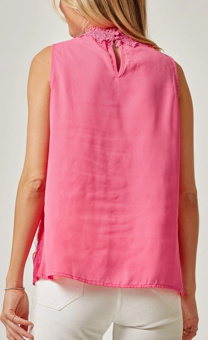 PINK LACE SLEEVELESS TOP-----------SALE
