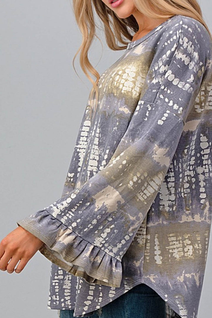 FEELING FREE TIE DYE TUNIC 4X 5X 6X IN GRAY & OLIVE--------SALE