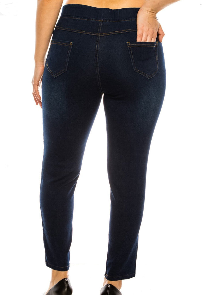 On My Way Distressed Jeggings Women's Plus Pants Dark Denim