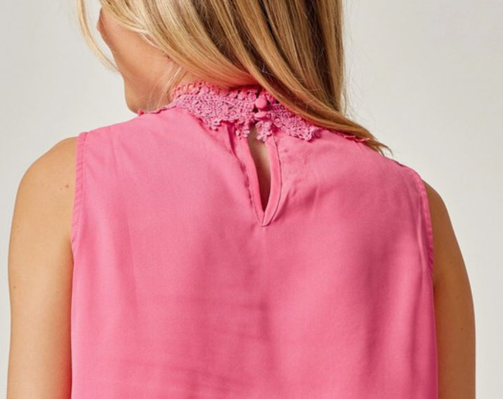 PINK LACE SLEEVELESS TOP-----------SALE
