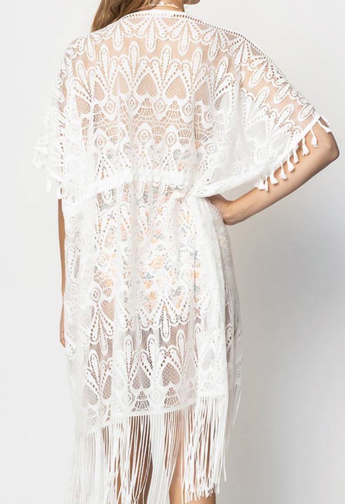 SUMMER POOL BEACH COVER UP KIMONO IN WHITE----------SALE
