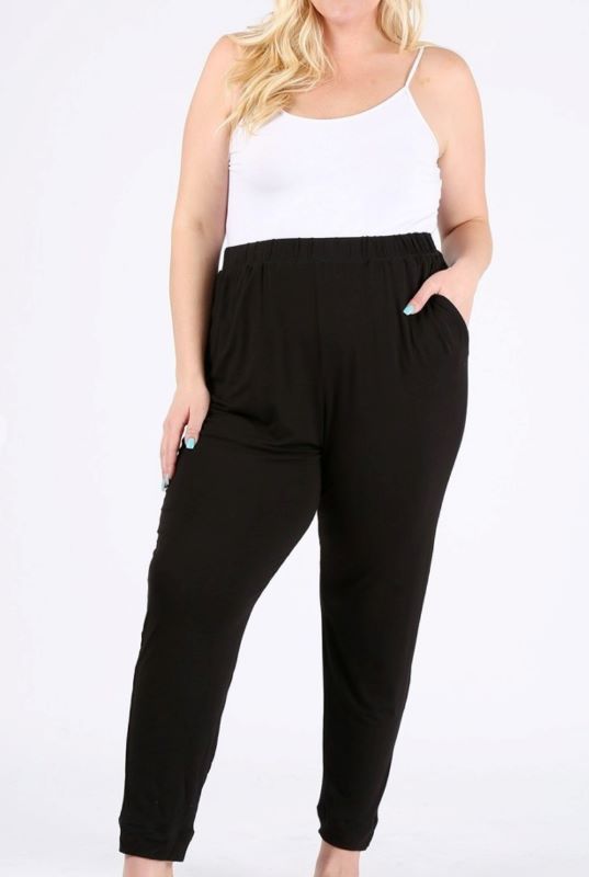 High-Waist Lightweight Jogger Pants in Black