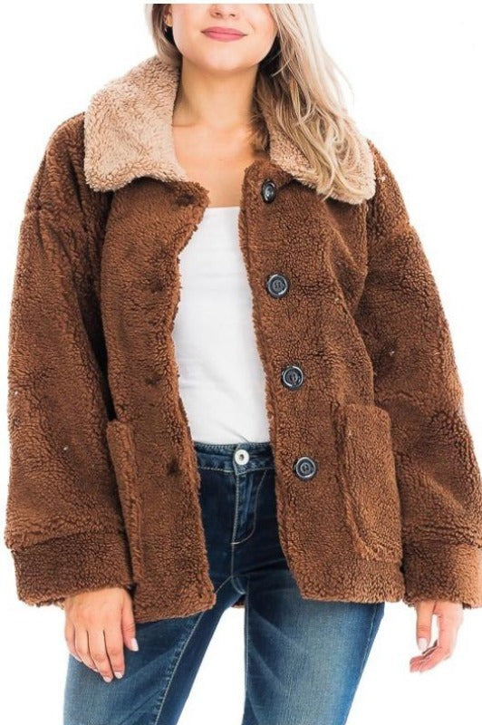 JACKET BROWN FAUX FUR -------------sale