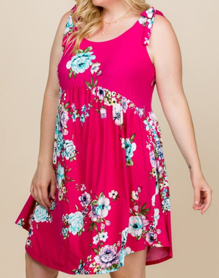 FLORAL DRESS IN FUCHSIA-----------SALE