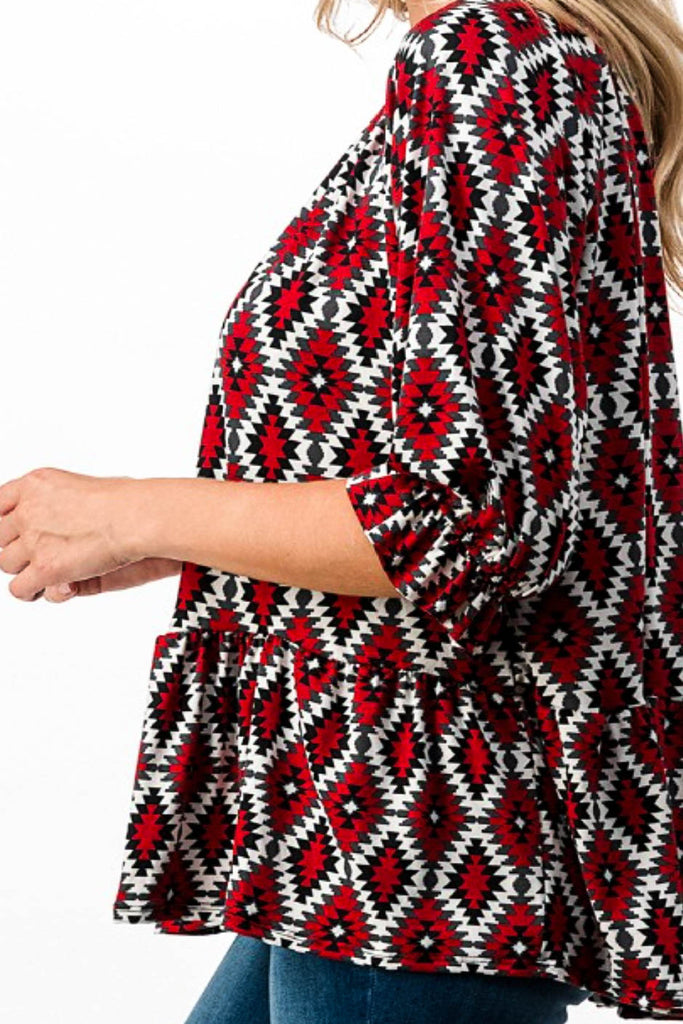 SWEET AFFECTION PRETTY BURGUNDY PRINT TOP