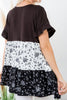 GRACEFUL SIMPLICITY FLORAL BABYDOLL TOP IN BLACK & WHITE