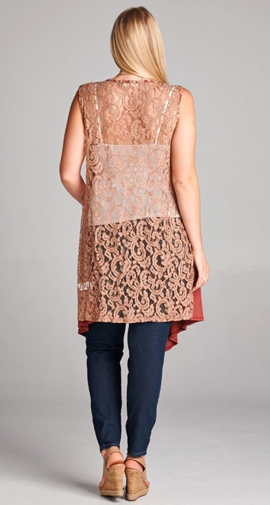 LACE VEST IN MARSALA-----------SALE