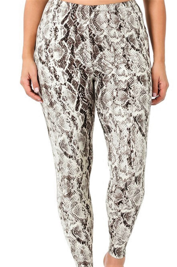 EASY GOES IT PLUS SIZE ANIMAL PRINT SOFT LEGGINGS IN BROWN -----SALE