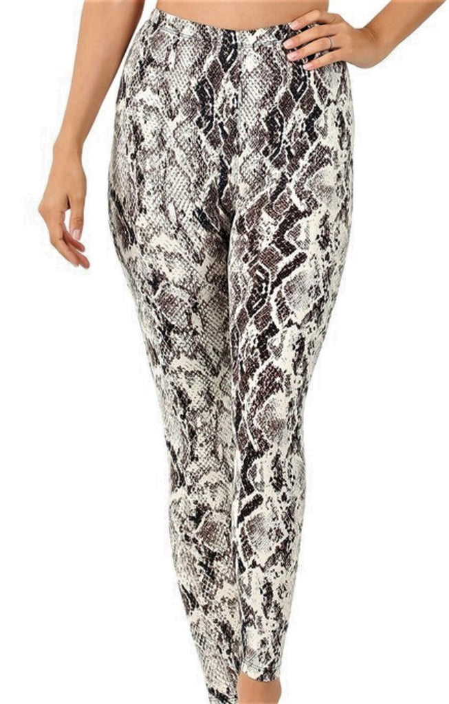 EASY GOES IT PLUS SIZE ANIMAL PRINT SOFT LEGGINGS IN BROWN -----SALE