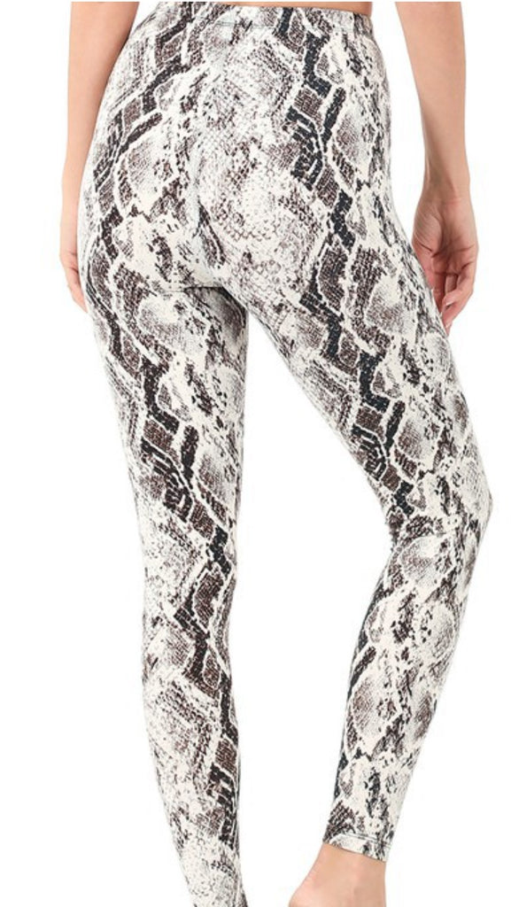 EASY GOES IT PLUS SIZE ANIMAL PRINT SOFT LEGGINGS IN BROWN -----SALE