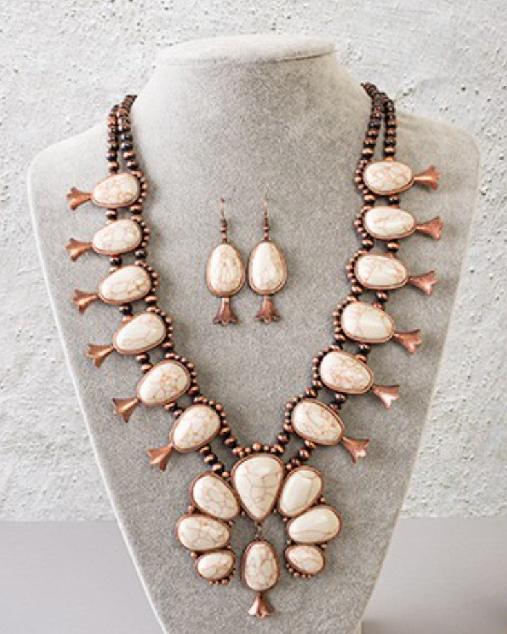 TOUCH THE SKY TURQUOISE IVORY EARRING & NECKLACE SET