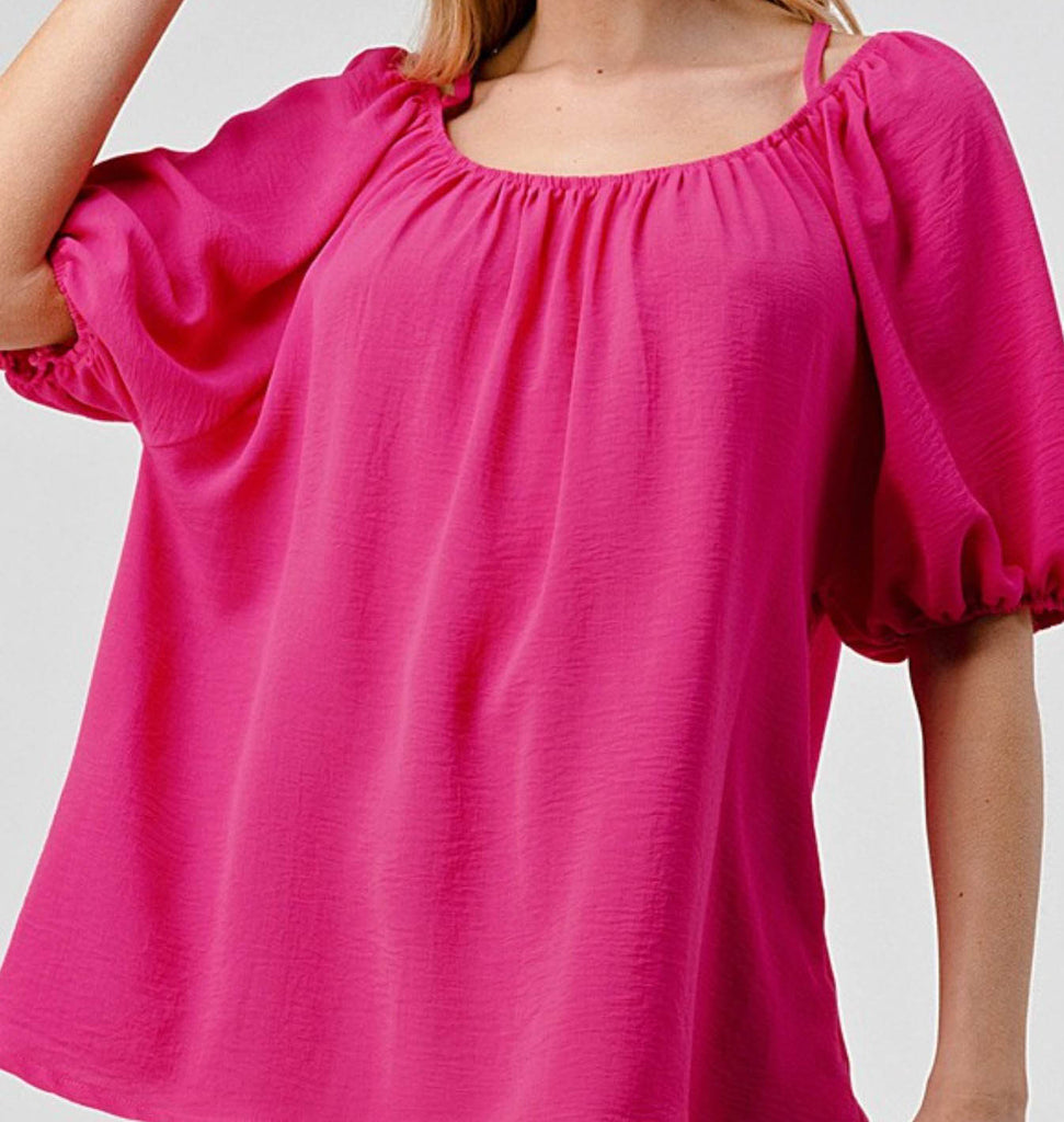 I Just Fell In Love Again Fuchsia 1X 2X 3X Blouse ----------SALE