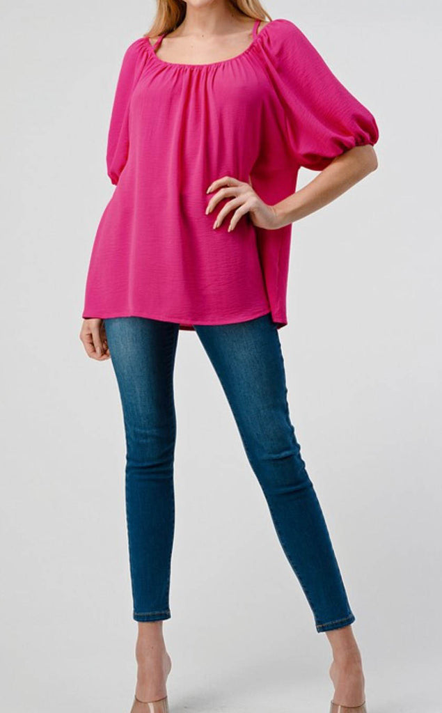I Just Fell In Love Again Fuchsia 1X 2X 3X Blouse ----------SALE