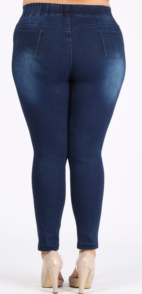 Free Style Medium Denim Blue Jeggings Plus 4X/5X & 5X/6X Pants