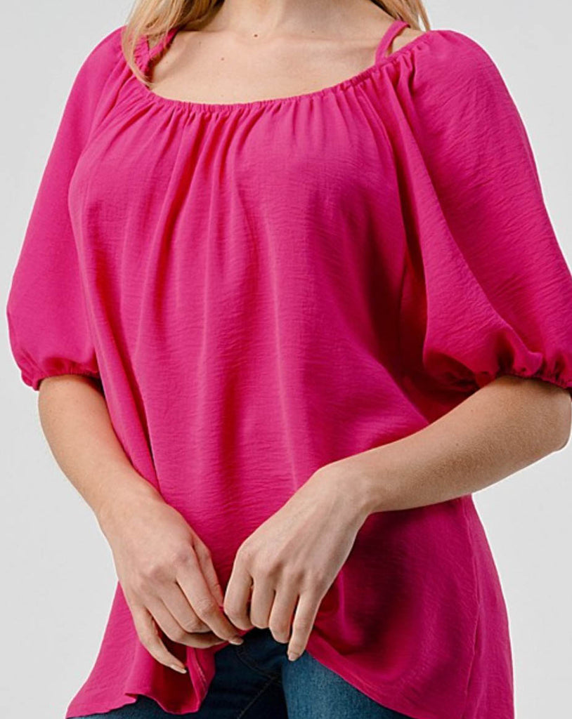 I Just Fell In Love Again Fuchsia 1X 2X 3X Blouse ----------SALE