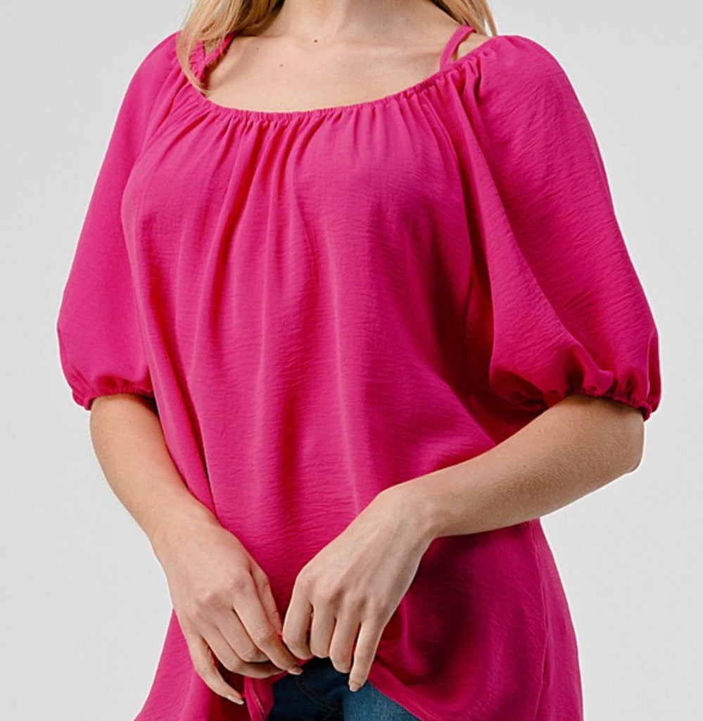 I Just Fell In Love Again Fuchsia 1X 2X 3X Blouse ----------SALE