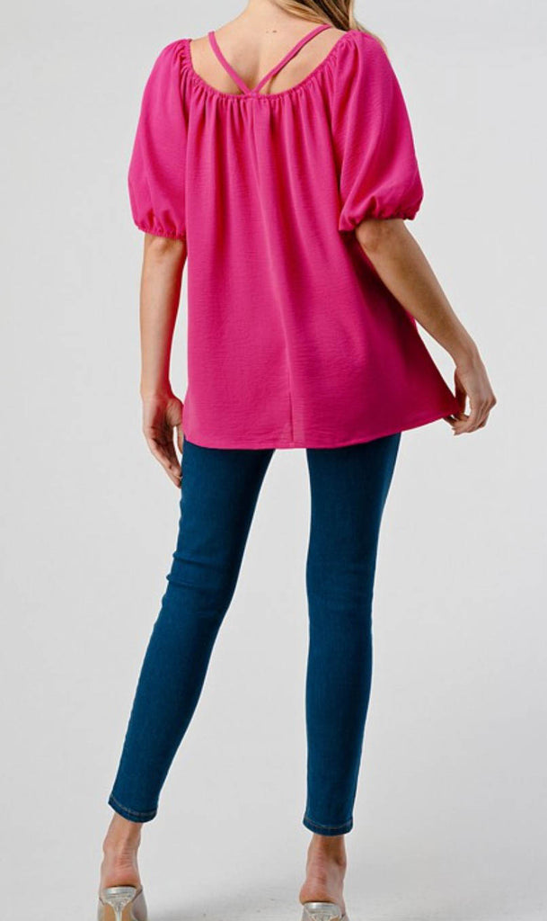 I Just Fell In Love Again Fuchsia 1X 2X 3X Blouse ----------SALE