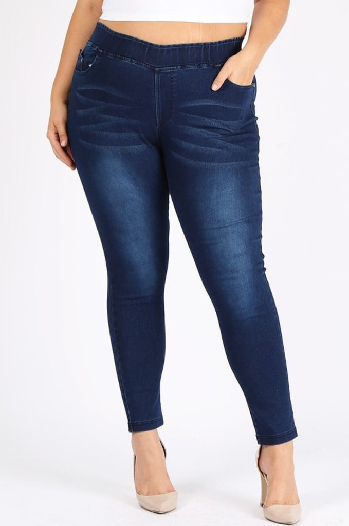 Free Style Medium Denim Blue Jeggings Plus 4X/5X & 5X/6X Pants