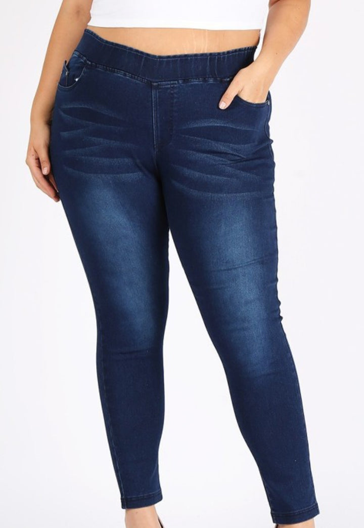 Free Style Medium Denim Blue Jeggings Plus 4X/5X & 5X/6X Pants