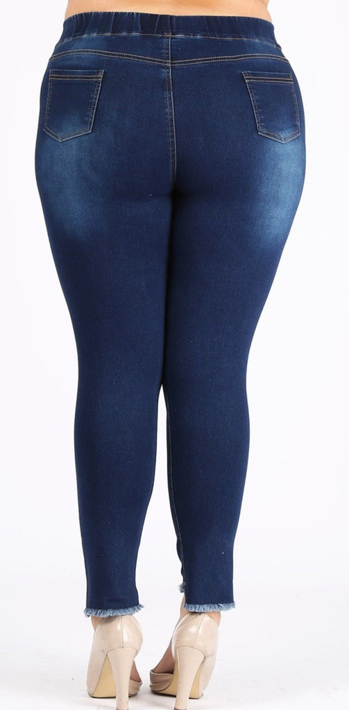 DOWNTOWN STYLE DISTRESSED 3X/4X & 5X/6X SKINNY JEGGINGS MEDIUM BLUE