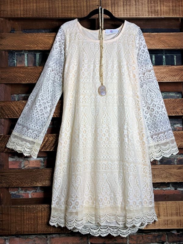 LACE DRESS IN BEIGE---------SALE