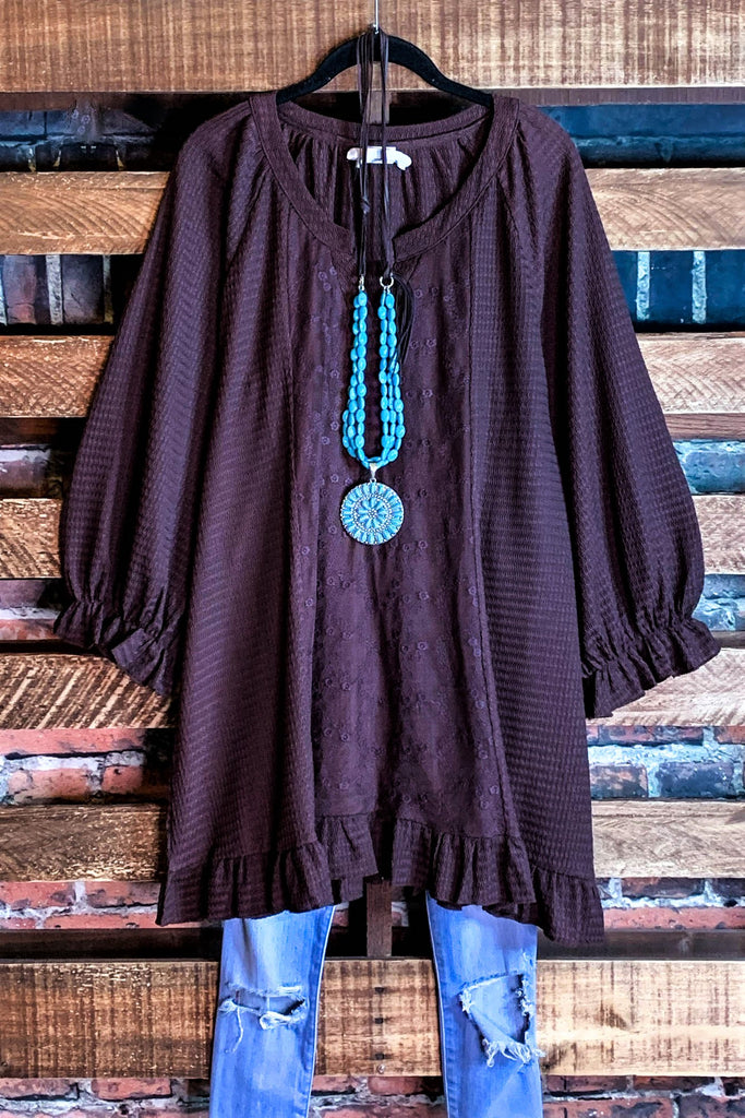Uptown Sweet Moments Brown Lace Top------------SALE