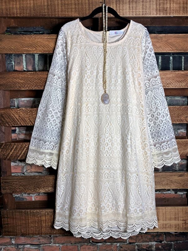 LACE DRESS IN BEIGE---------SALE