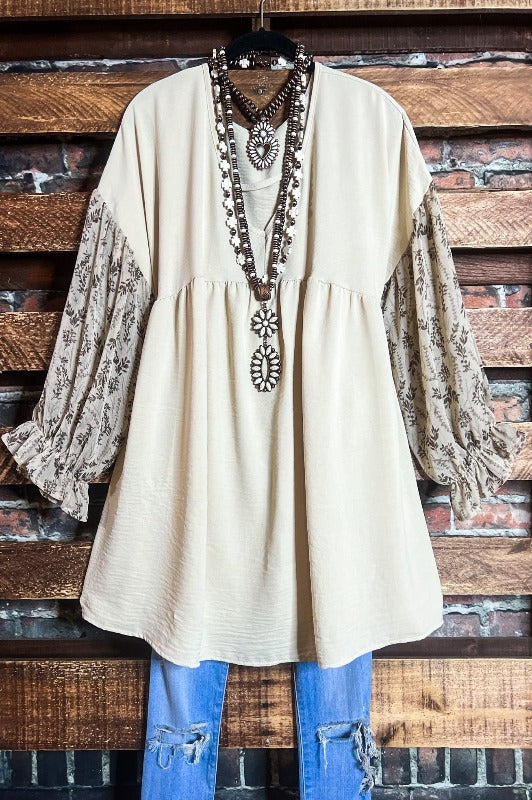 Delight My Heart Tunic in Beige & Mocha