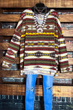 READY FOR THE CHILL PULLOVER TUNIC IN BROWN MULTI-COLOR