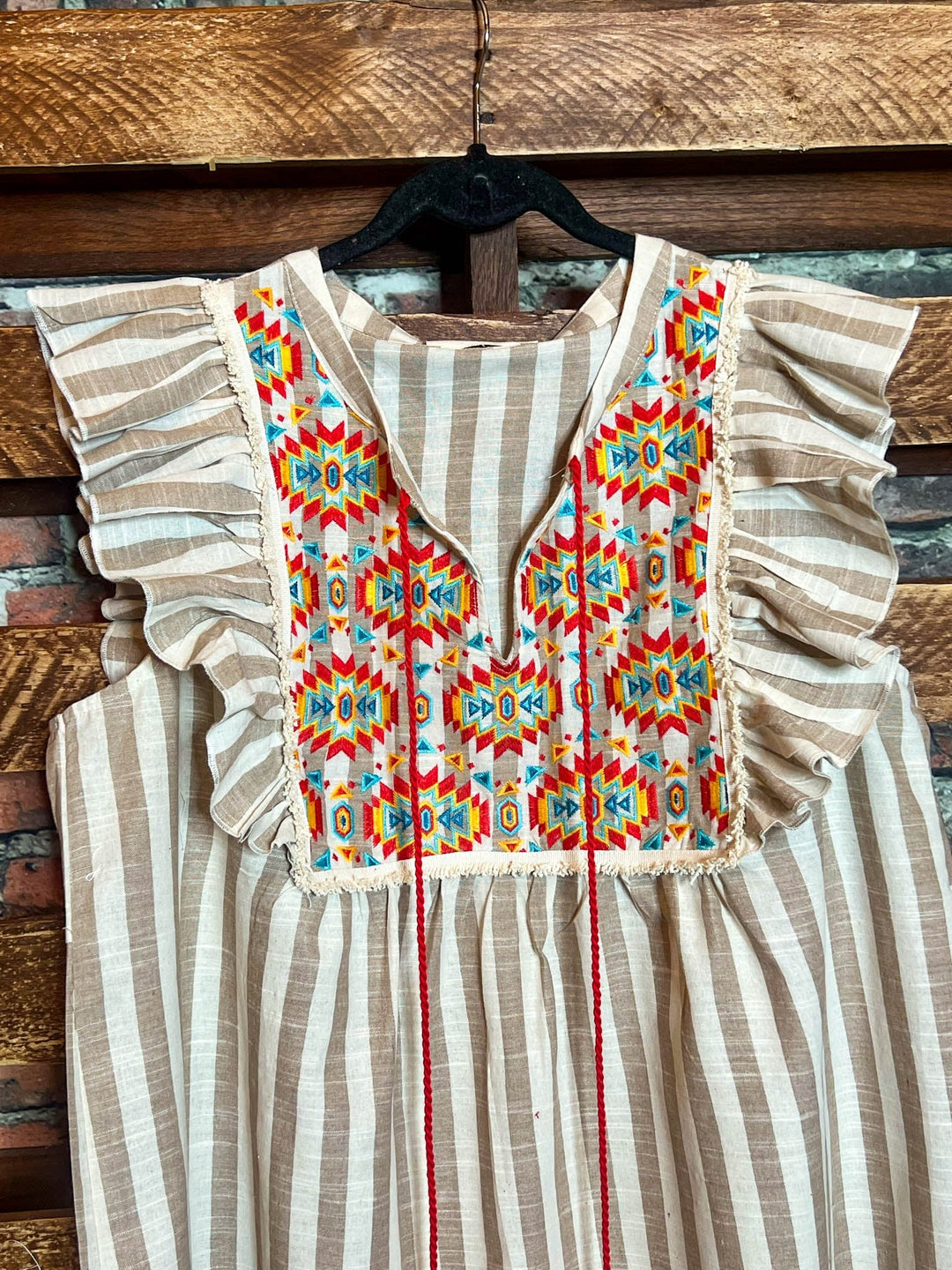 COUNTRY SOUL TAUPE & MULTI-COLOR BLOUSE---------SALE