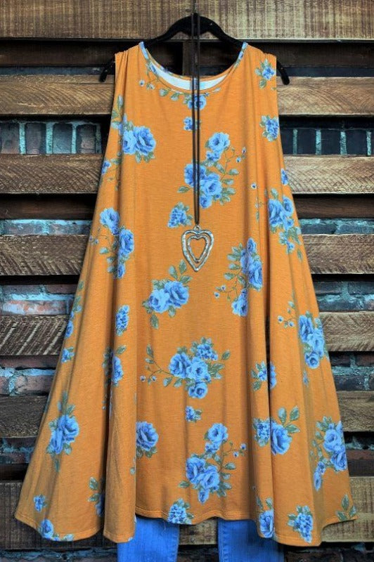 3x-4x FLORAL DRESS IN MUSTARD-----------sale