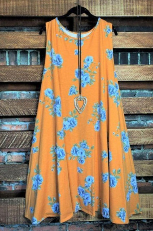 3x-4x FLORAL DRESS IN MUSTARD-----------sale