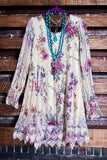 VINTAGE FLORAL LACE TUNIC IN BEIGE & MULTI