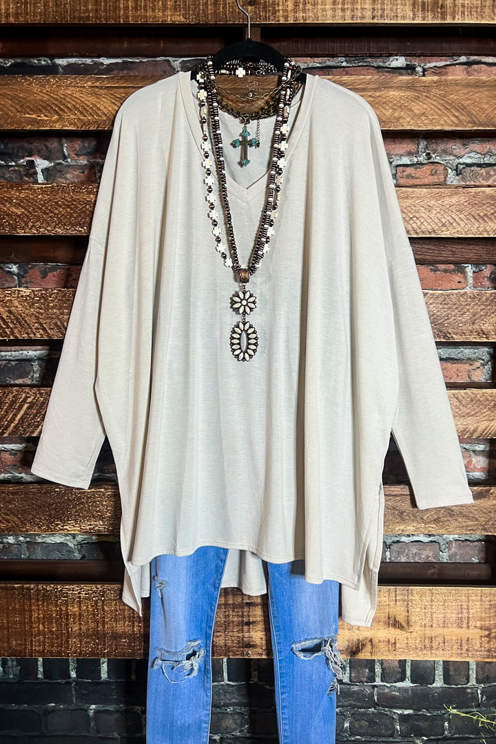 OVERSIZED T-TUNIC IN SAND BEIGE----------SALE