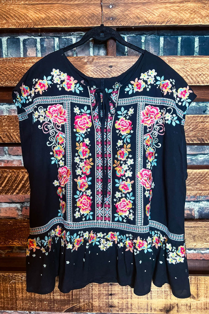 16-20 SIZE - EMBROIDERED BLOUSE IN BLACK---------SALE