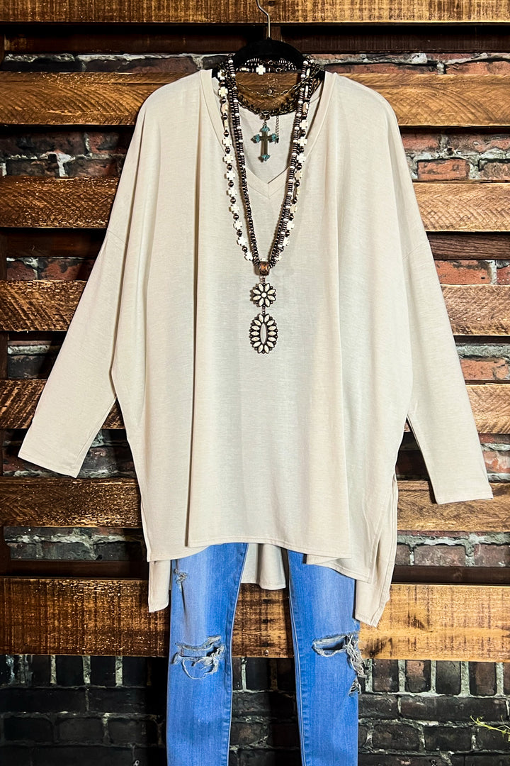 OVERSIZED T-TUNIC IN SAND BEIGE----------SALE