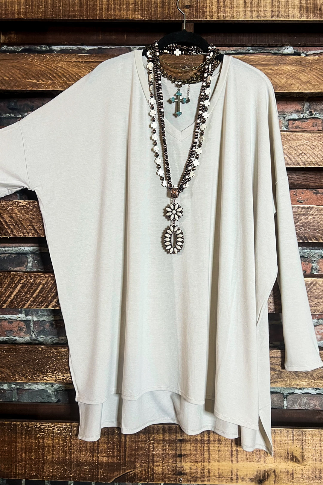 OVERSIZED T-TUNIC IN SAND BEIGE----------SALE