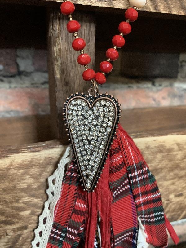 CRYSTAL NECKLACE RED & WHITE